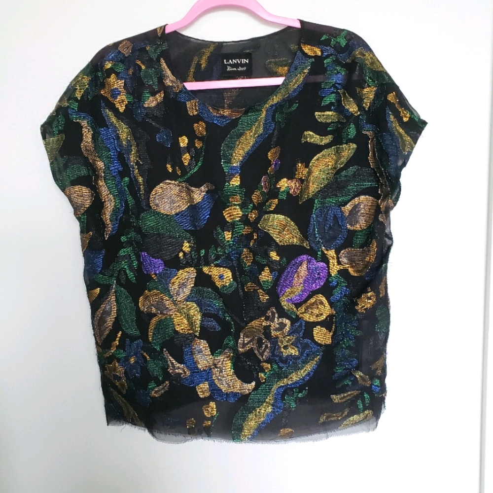 Lanvin River 2009 Glitter Floral Sheer Top